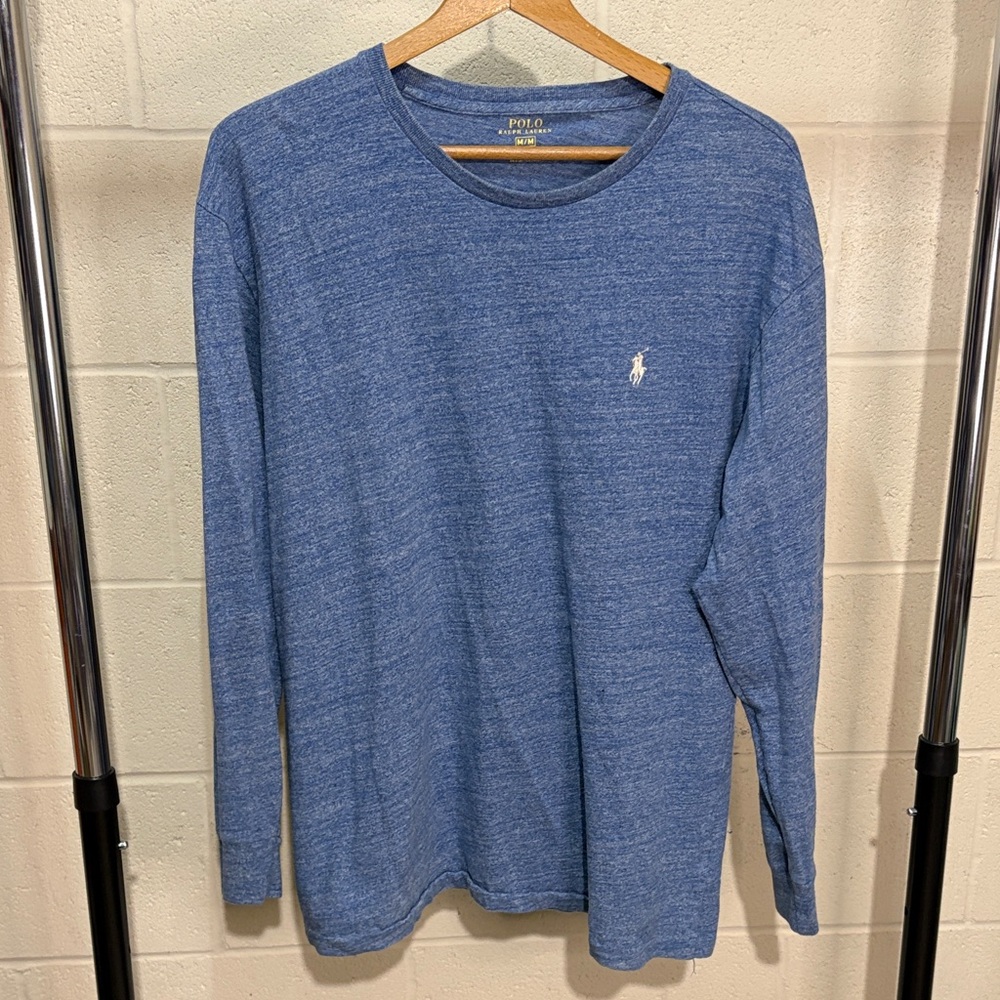 Polo by Ralph Lauren Heather Blue Long-Sleeve Crewneck Shirt medium men’s